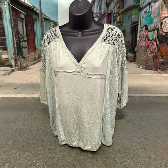 POL Boho Crochet Top In Lace Mint Green - Picture 4 of 6